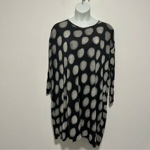Moyuru Japanese Art To Wear Polka Dot Lagenlook Oversized Tunic Dress Gray M